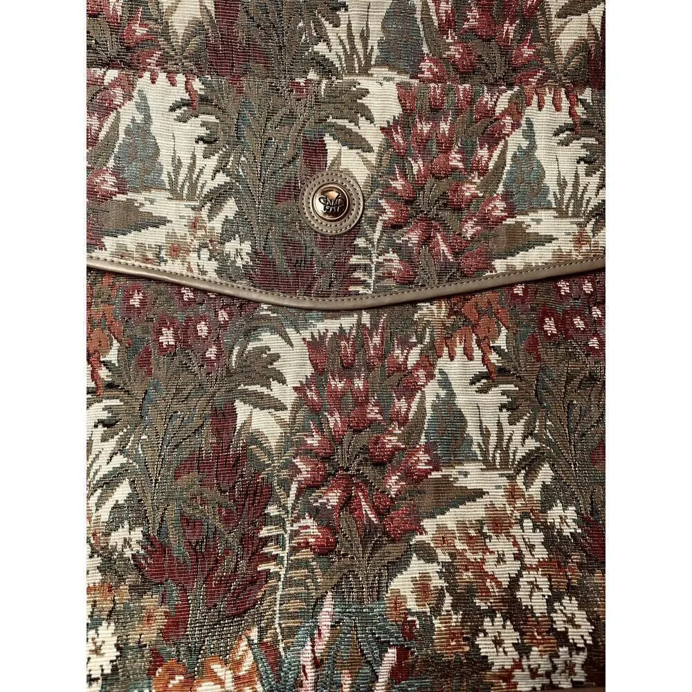 Vng DVF Green Floral Tapestry Suitcase Carry On Bag Dress Suit Luggage 23